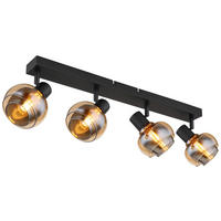 Spot Tokki 54309-4B schwarz Rauch Metall Glas B/H/L: ca. 11x14x56 cm E14 4 Brennstellen Spot_4flg.Tokki - schwarz/Rauch (56,00/11,00/14,00cm)
