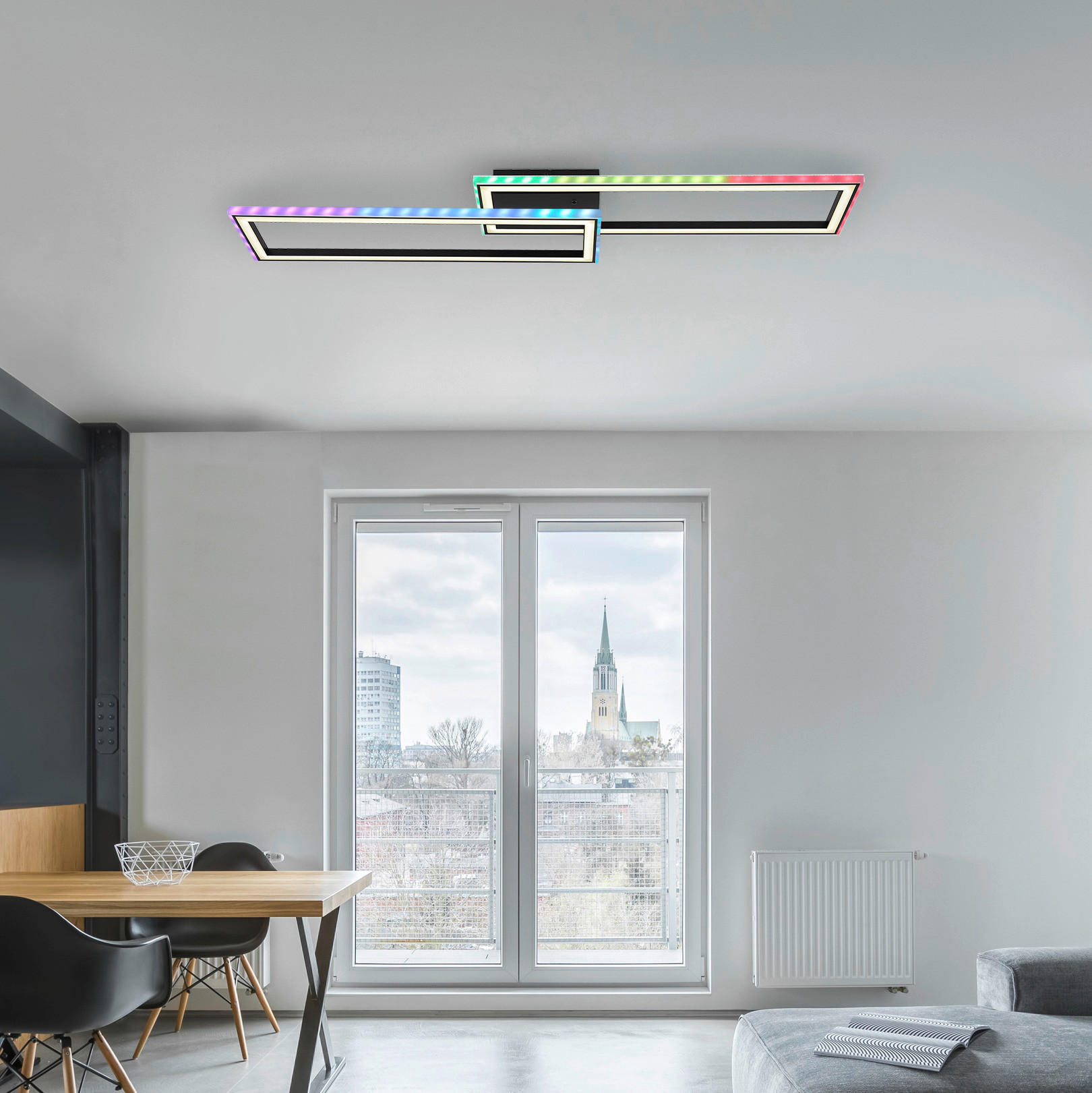 GLOBO LED-Deckenleuchte Opal schwarz Kunststoff Metall B/H/T: ca. 24x5,5x94,5 cm MIRELLA - schwarz/Opal (24,00/5,50/94,50cm) - GLOBO