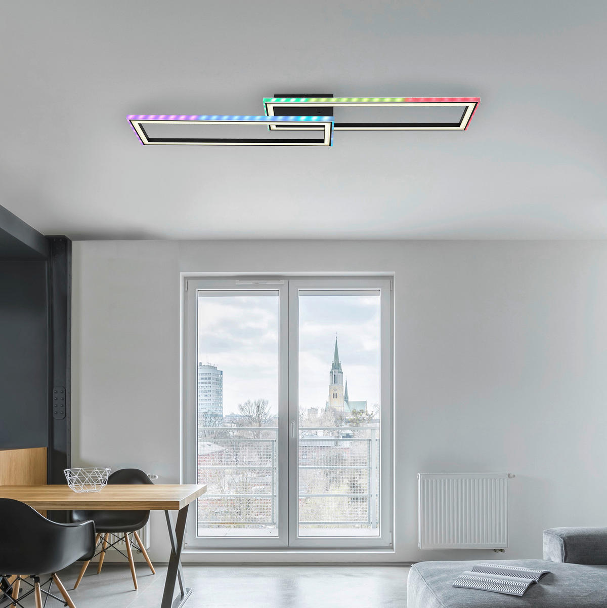 GLOBO LED-Deckenleuchte Opal schwarz Kunststoff Metall B/H/T: ca. 24x5,5x94,5 cm MIRELLA - schwarz/Opal (24,00/5,50/94,50cm) - GLOBO
