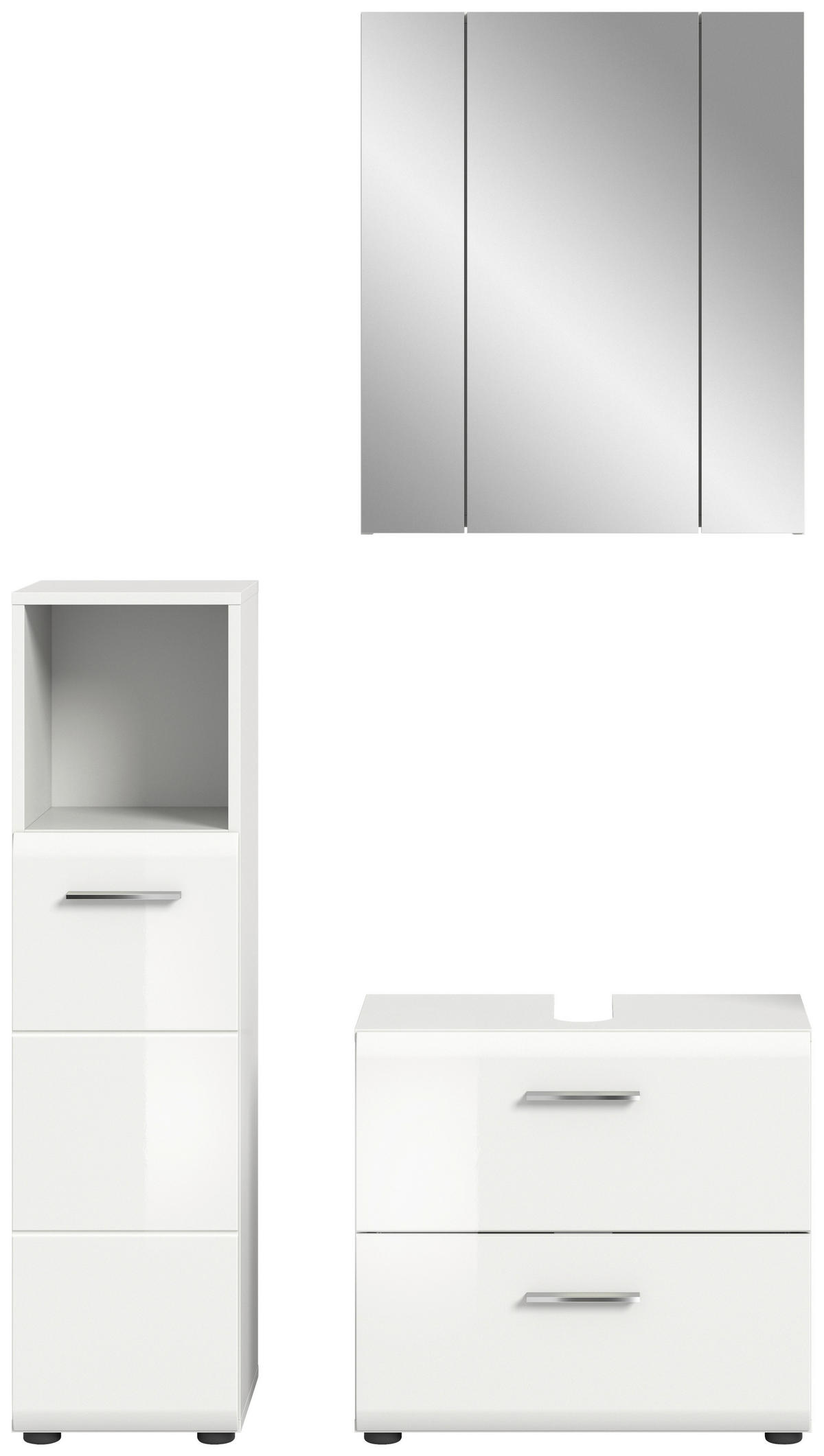 Badezimmer-Set ICE weiß weiß Hochglanz B/H/T: ca. 105x190x32 cm ICE - weiß (105,00/190,00/32,00cm) - xonox.home
