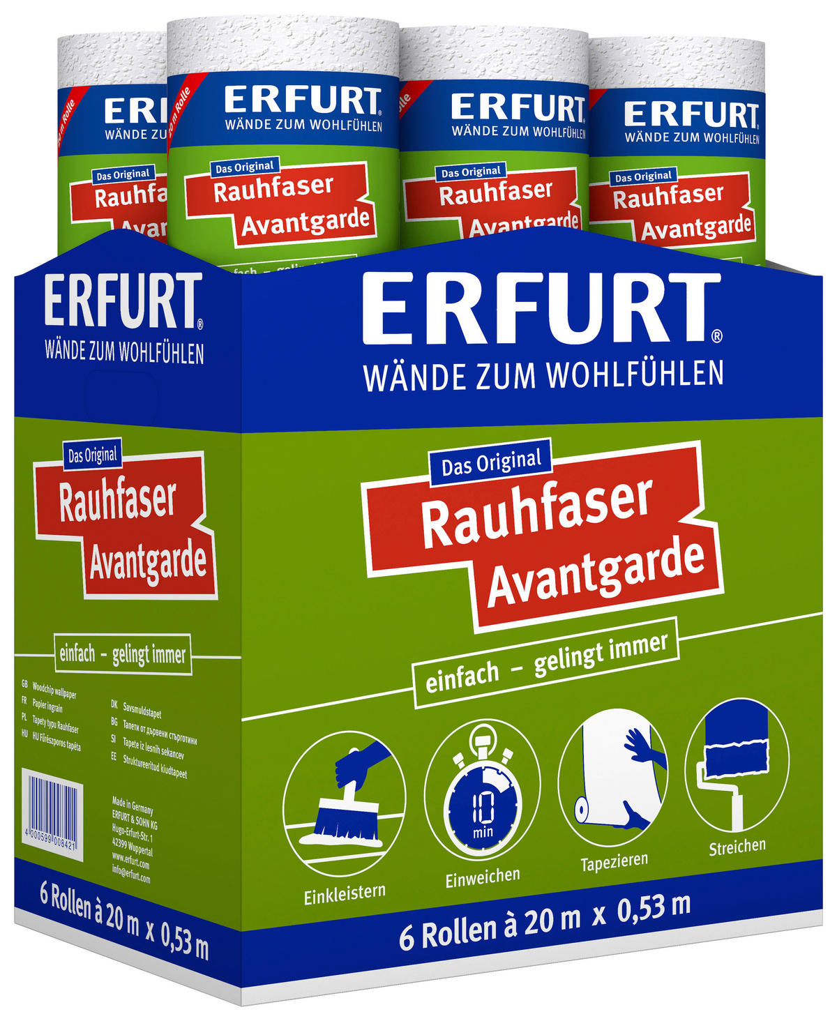 Erfurt Rauhfaser weiß B/L: ca. 53x2000 cm strukturiert Rauhfaser_Erfurt 20m Avantgarde - weiß (53,00/2000,00cm) - Erfurt
