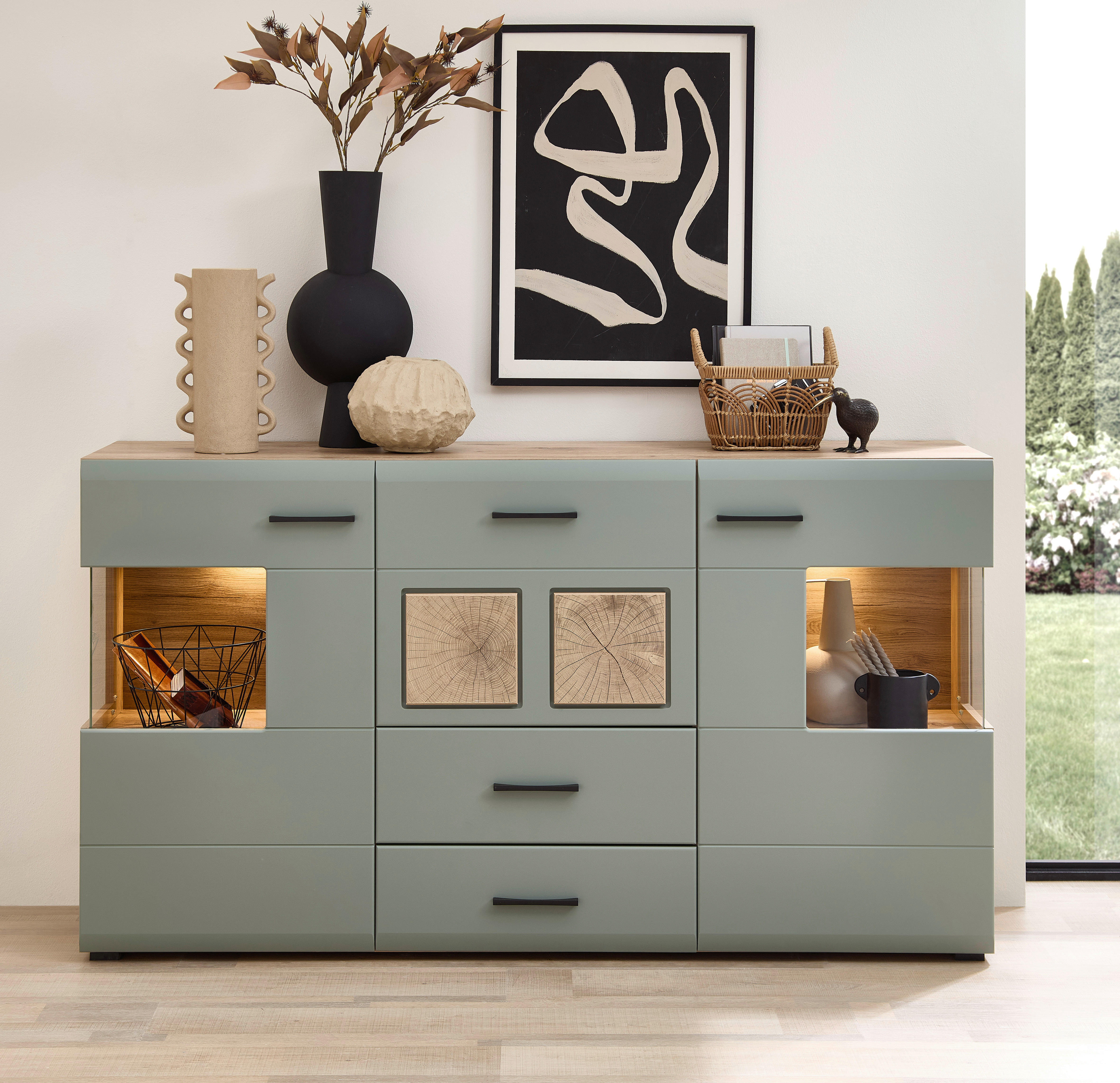 Sideboard Fun Plus 2 salbei Oak Eiche Vi...