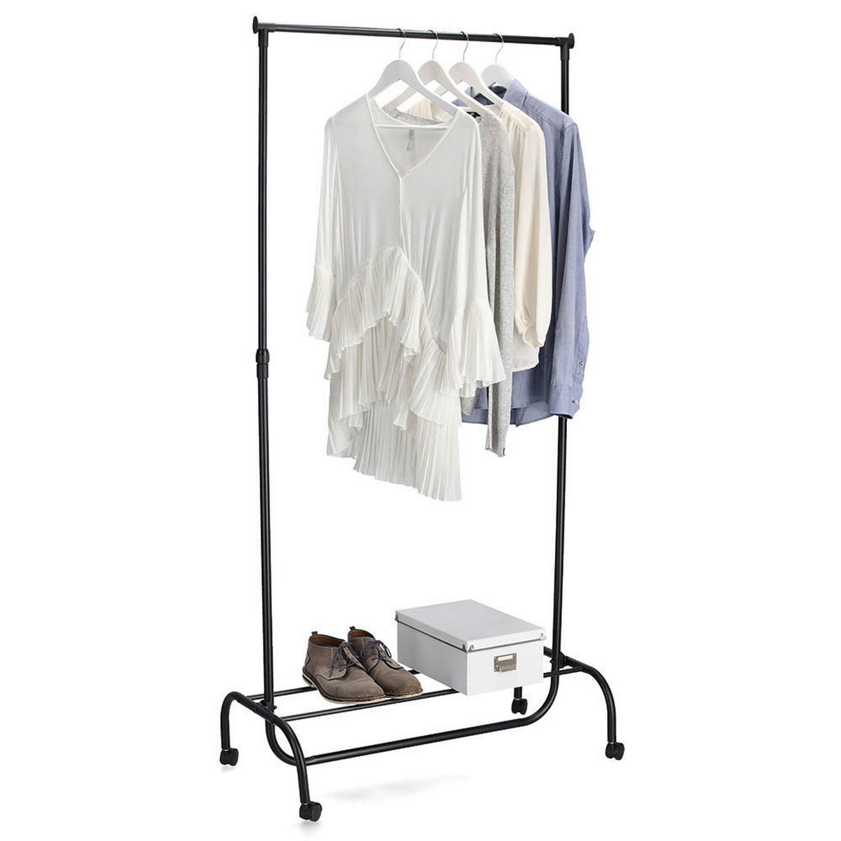 Zeller Kleiderständer schwarz Kunststoff B/H/L: ca. 43x175x86 cm Rollkleiderständer - schwarz (86,00/43,00/175,00cm) - Zeller