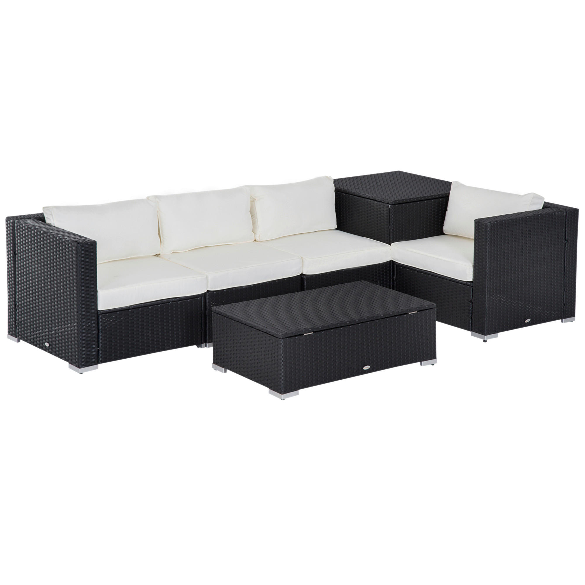 Outsunny Sitzgruppe schwarz Polyrattan B/H/L: ca. 70x70x66 cm Gartenmöbel_Set - schwarz (66,00/70,00/70,00cm) - Outsunny