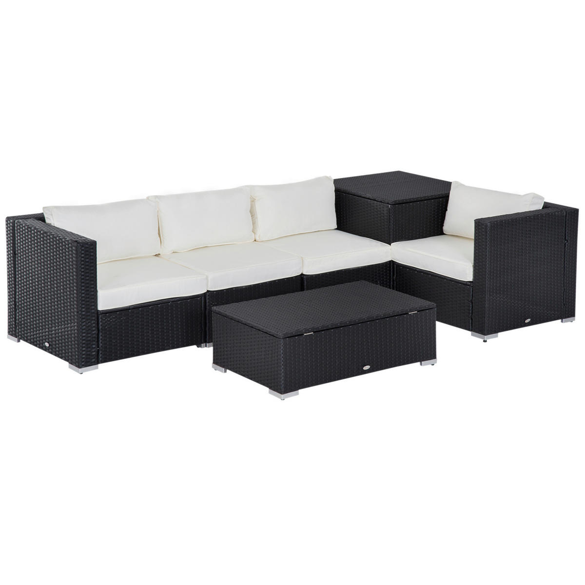 Outsunny Sitzgruppe schwarz Polyrattan B/H/L: ca. 70x70x66 cm Gartenmöbel_Set - schwarz (66,00/70,00/70,00cm) - Outsunny