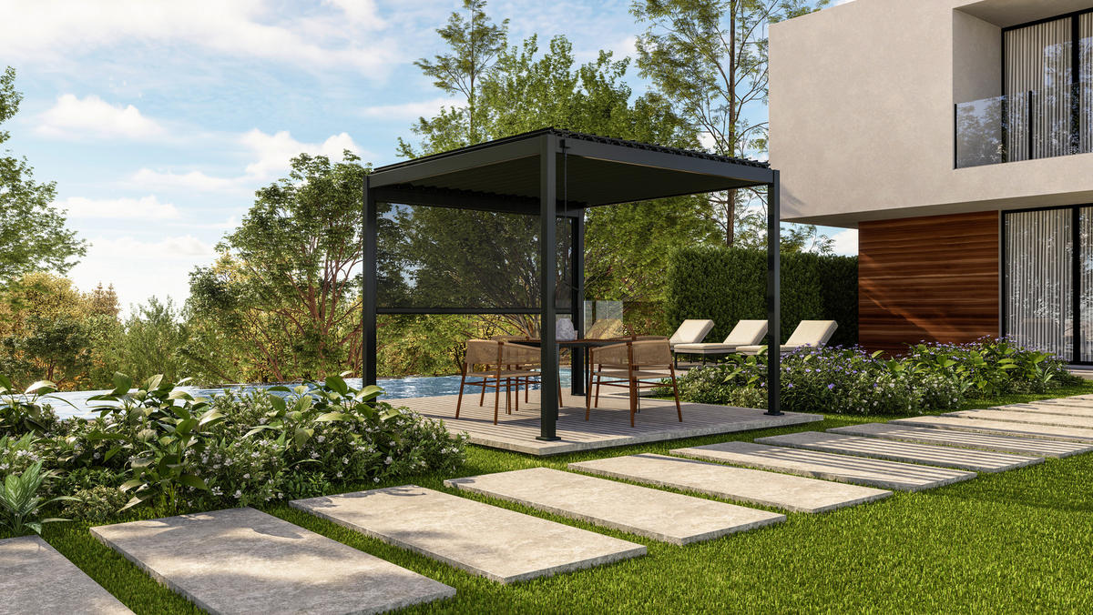 Mirador Pergola Deluxe anthrazit Aluminium B/H/L: ca. 300x250x300 cm Deluxe - anthrazit (300,00/300,00/250,00cm) - Mirador