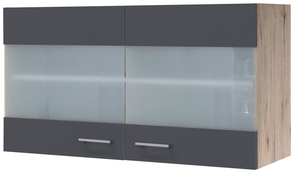 Glashängeschrank Morena grau matt B/H/T: ca. 100x54,8x32 cm Morena - Eiche/Basalt (100,00/54,80/32,00cm) - Flex-Well