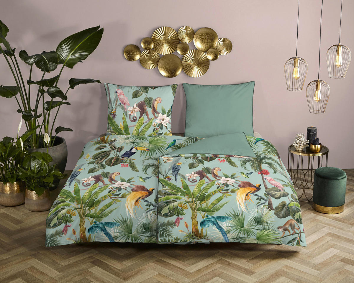 Baumwoll Bettwäsche Ignadi Satin Ignadi - grün (135,00/200,00cm) - Descanso