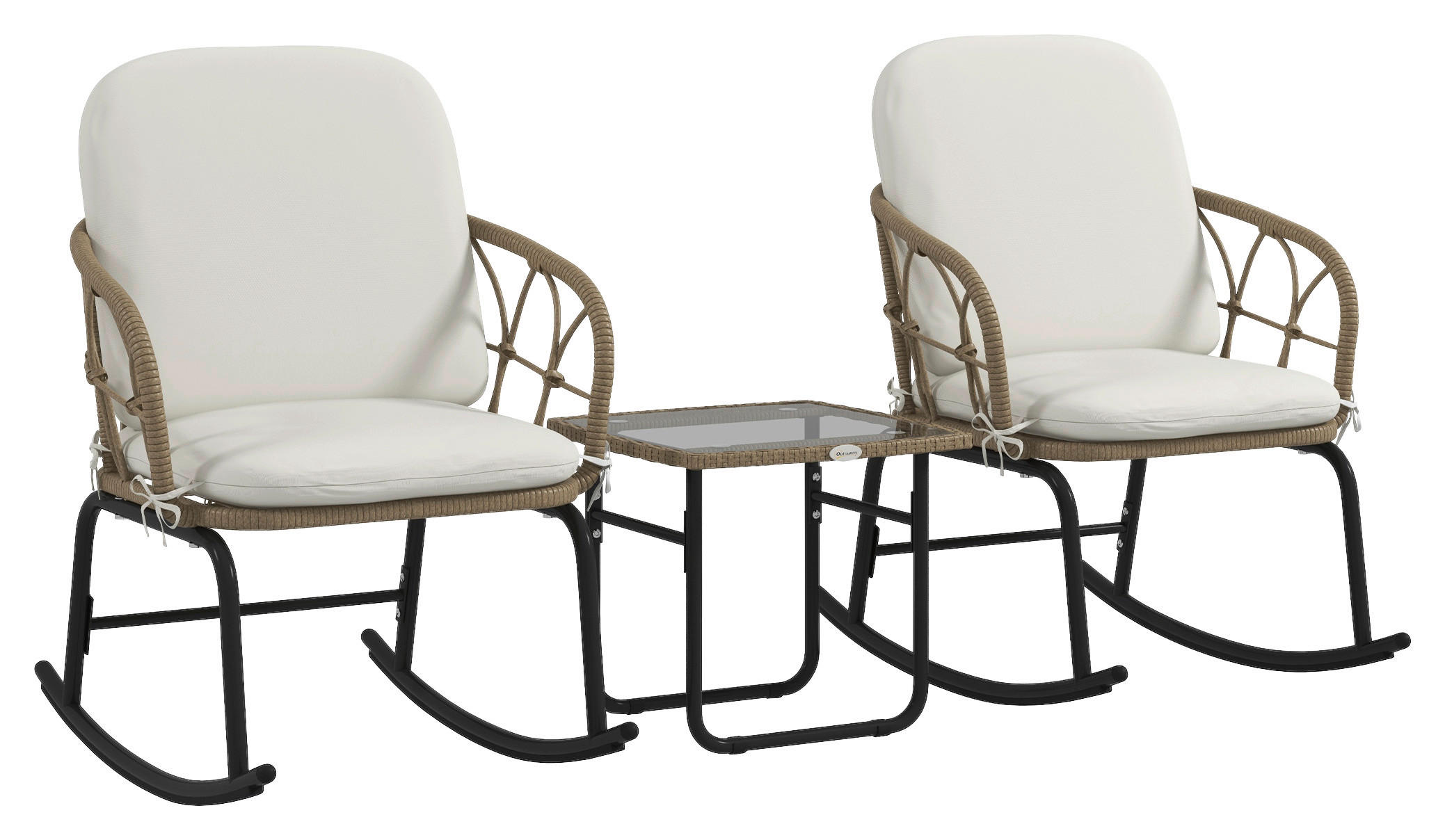 Outsunny Sitzgruppe creme Edelstahl B/H/L: ca. 82x63x75 cm Gartenmöbel-Set - gelb/creme (75,00/82,00/63,00cm) - Outsunny