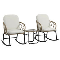 Outsunny Sitzgruppe creme Edelstahl B/H/L: ca. 82x63x75 cm Gartenmöbel-Set - gelb/creme (75,00/82,00/63,00cm) - Outsunny