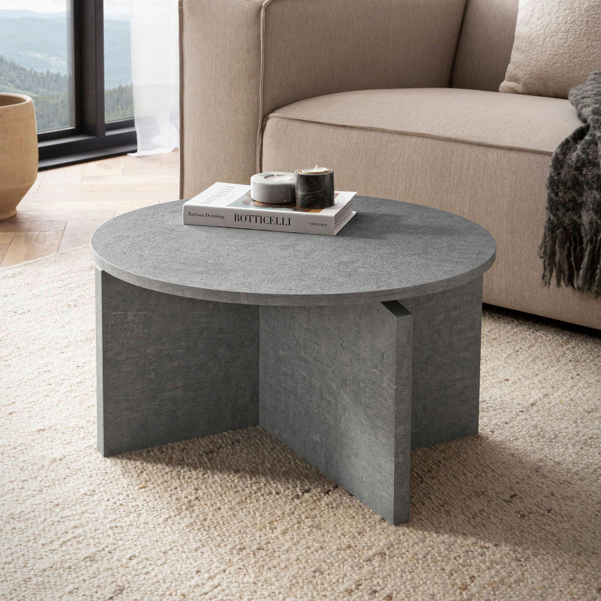 Couchtisch Beton Optik B/H/T: ca. 60x33x60 cm Couchtisch - Beton (60,00/33,00/60,00cm) - Wohnling