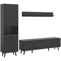 Wohnwand LINEA grau schwarz B/H/T: ca. 258x195x40 cm LINEA - schwarz/grau (258,00/195,00/40,00cm) - xonox.home