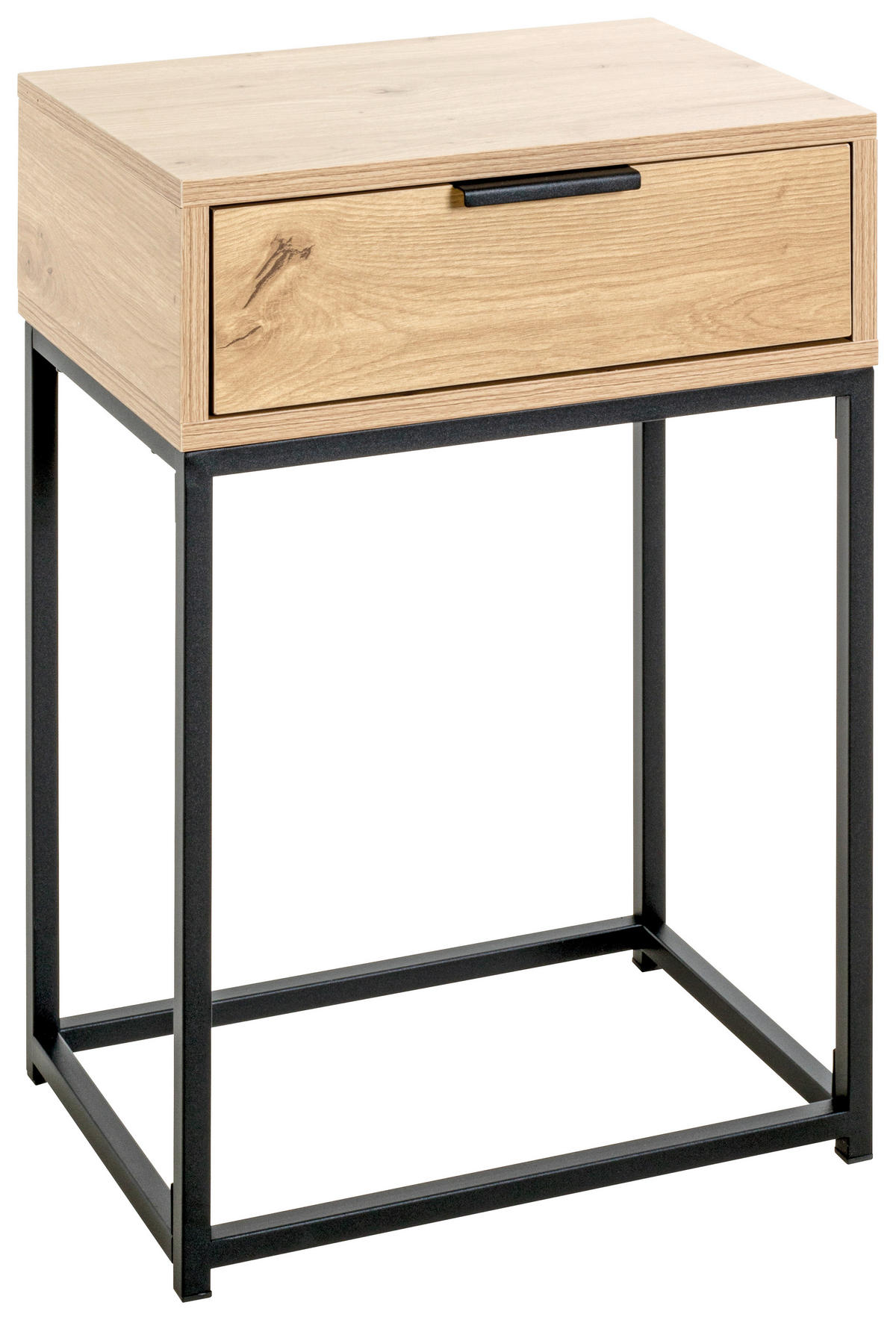 Beistelltisch  Eiche hell Nachbildung schwarz B/H/T: ca. 40x60x28 cm Malmö_Beistelltisch 52483 - Eiche/schwarz (40,00/60,00/28,00cm)