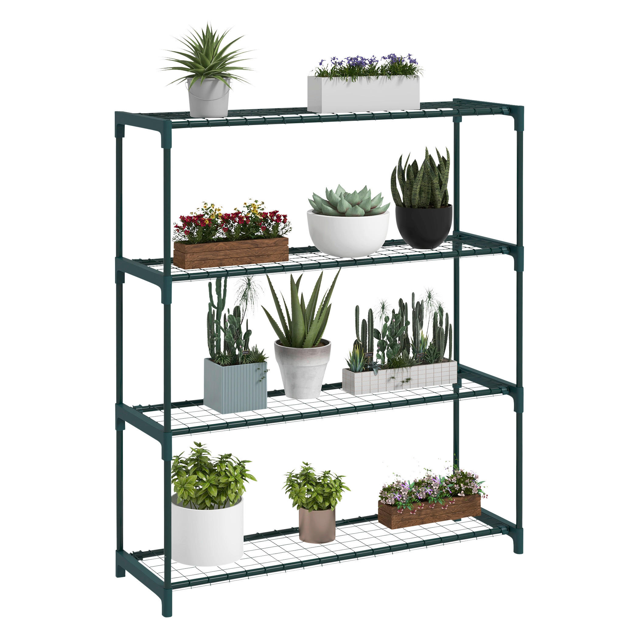 Outsunny Pflanzständer dunkelgrün Polypropylen B/H/L: ca. 28x89x107 cm Blumenständer - dunkelgrün (107,00/28,00/89,00cm) - Outsunny