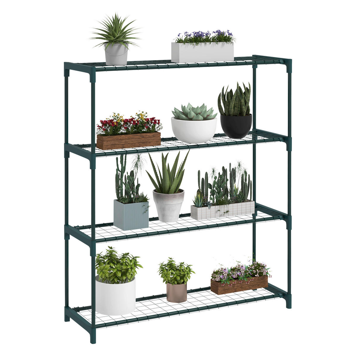 Outsunny Pflanzständer dunkelgrün Polypropylen B/H/L: ca. 28x89x107 cm Blumenständer - dunkelgrün (107,00/28,00/89,00cm) - Outsunny