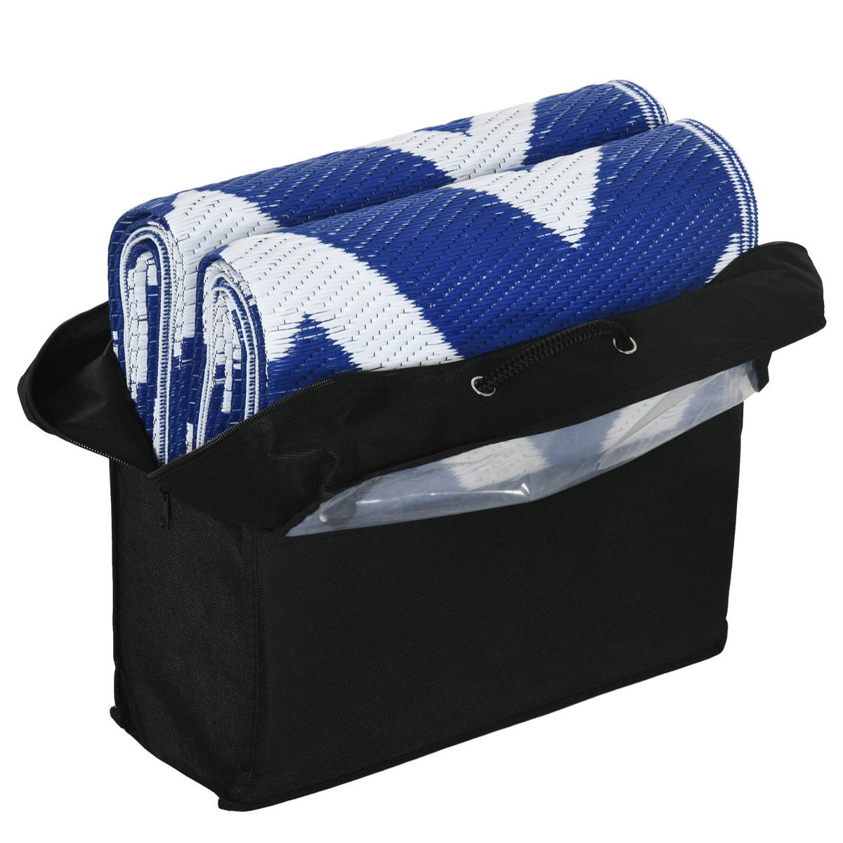 Outsunny Outdoor-Teppich weiß B/H/L: ca. 182x274x0,3 cm Outdoor-Teppich - blau/weiß (0,30/182,00/274,00cm) - Outsunny