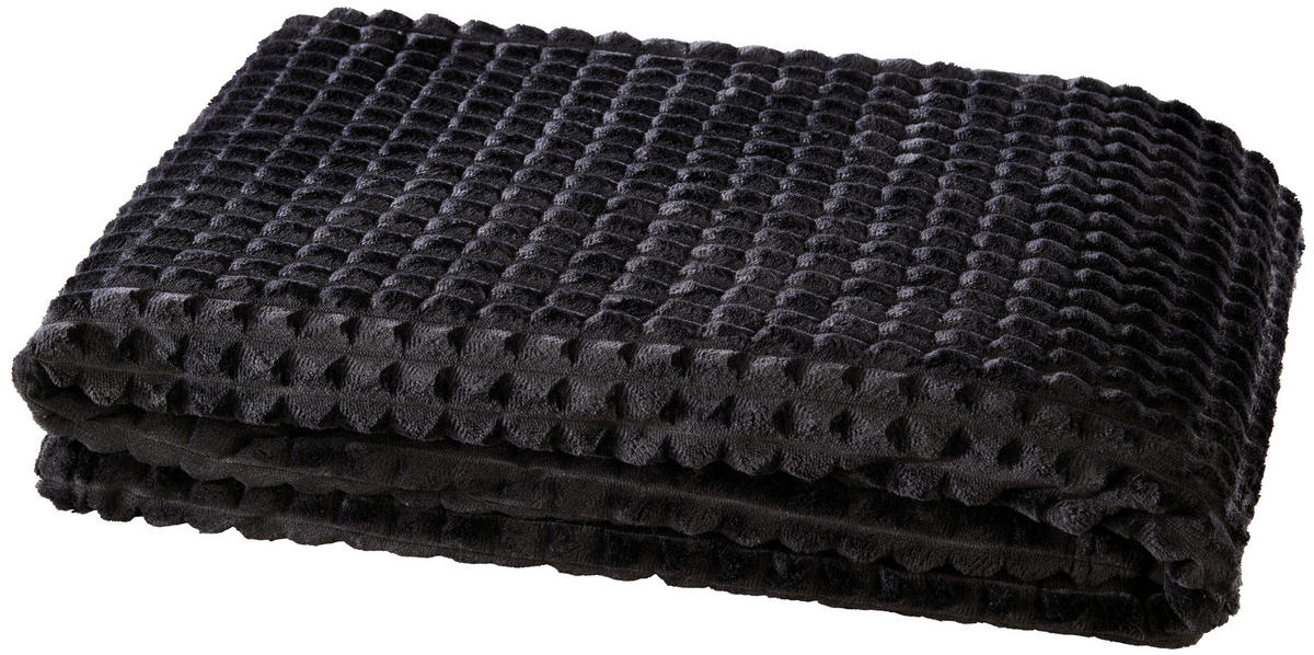 Flanelldecke Flanell Flanelldecke_Checks 140x190cm schw. - schwarz (140,00/190,00cm)