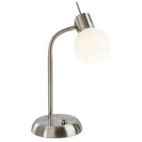 GLOBO Tischleuchte LOXY 57160101 weiß Opal nickel Glas Metall H/D: ca. 30x13 cm E14 1 Brennstellen LOXY - nickel/weiß (13,00/30,00cm) - GLOBO
