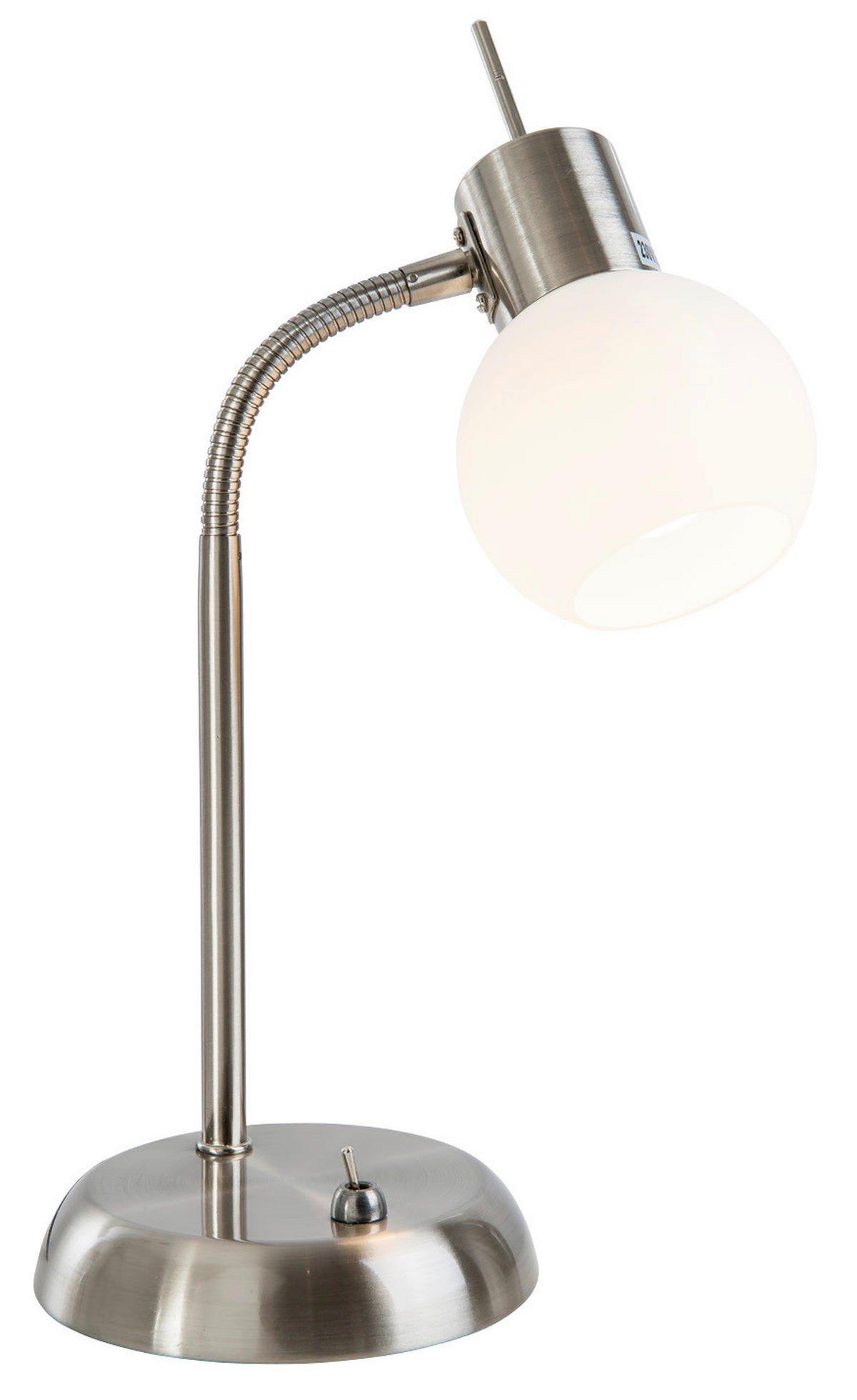 GLOBO Tischleuchte LOXY 57160101 weiß Opal nickel Glas Metall H/D: ca. 30x13 cm E14 1 Brennstellen LOXY - nickel/weiß (13,00/30,00cm) - GLOBO