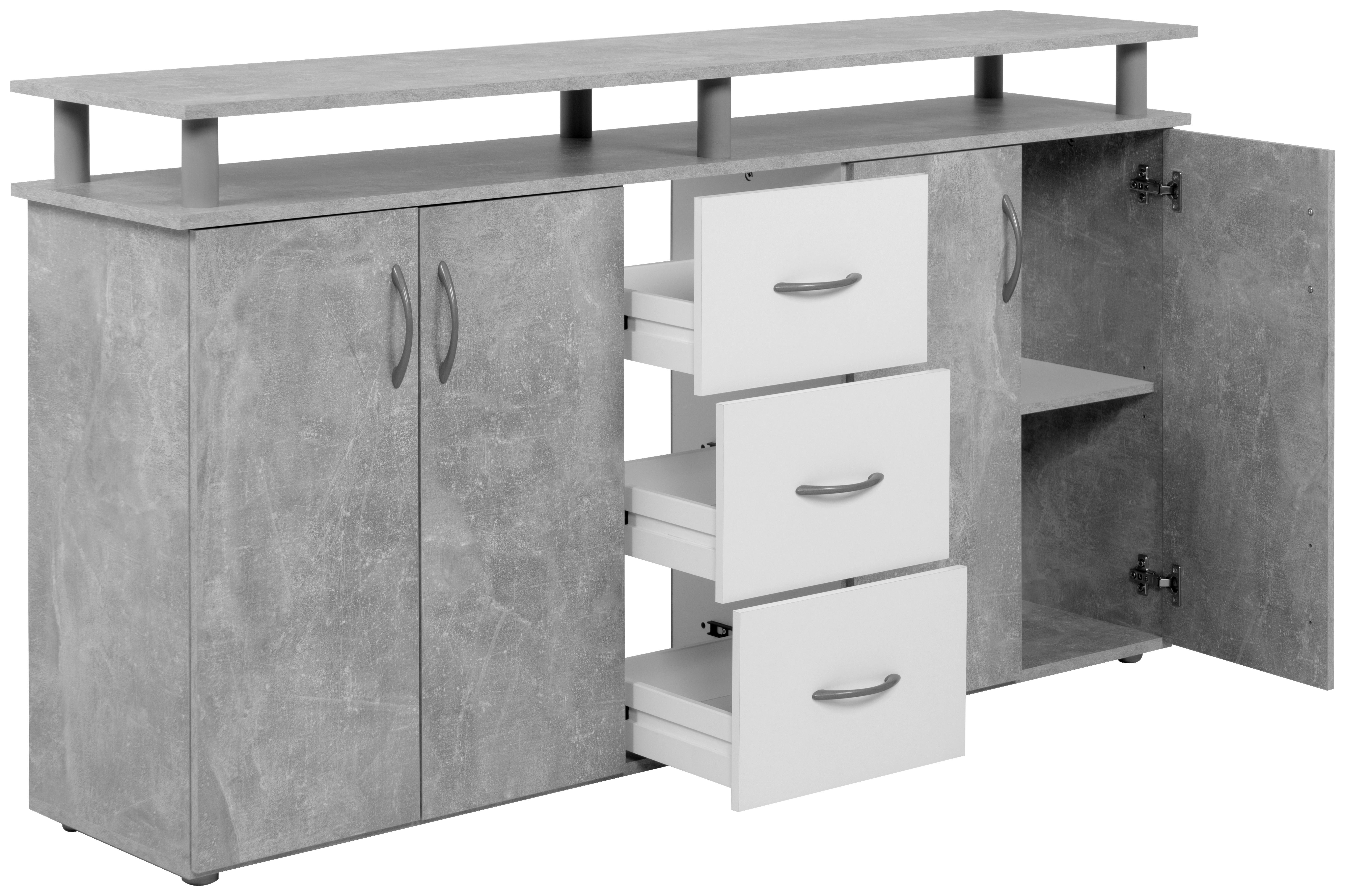 Megakommode Nevada Beton Optik B/H/T: ca. 155x84x35 cm Nevada - Beton (155,00/84,00/35,00cm)