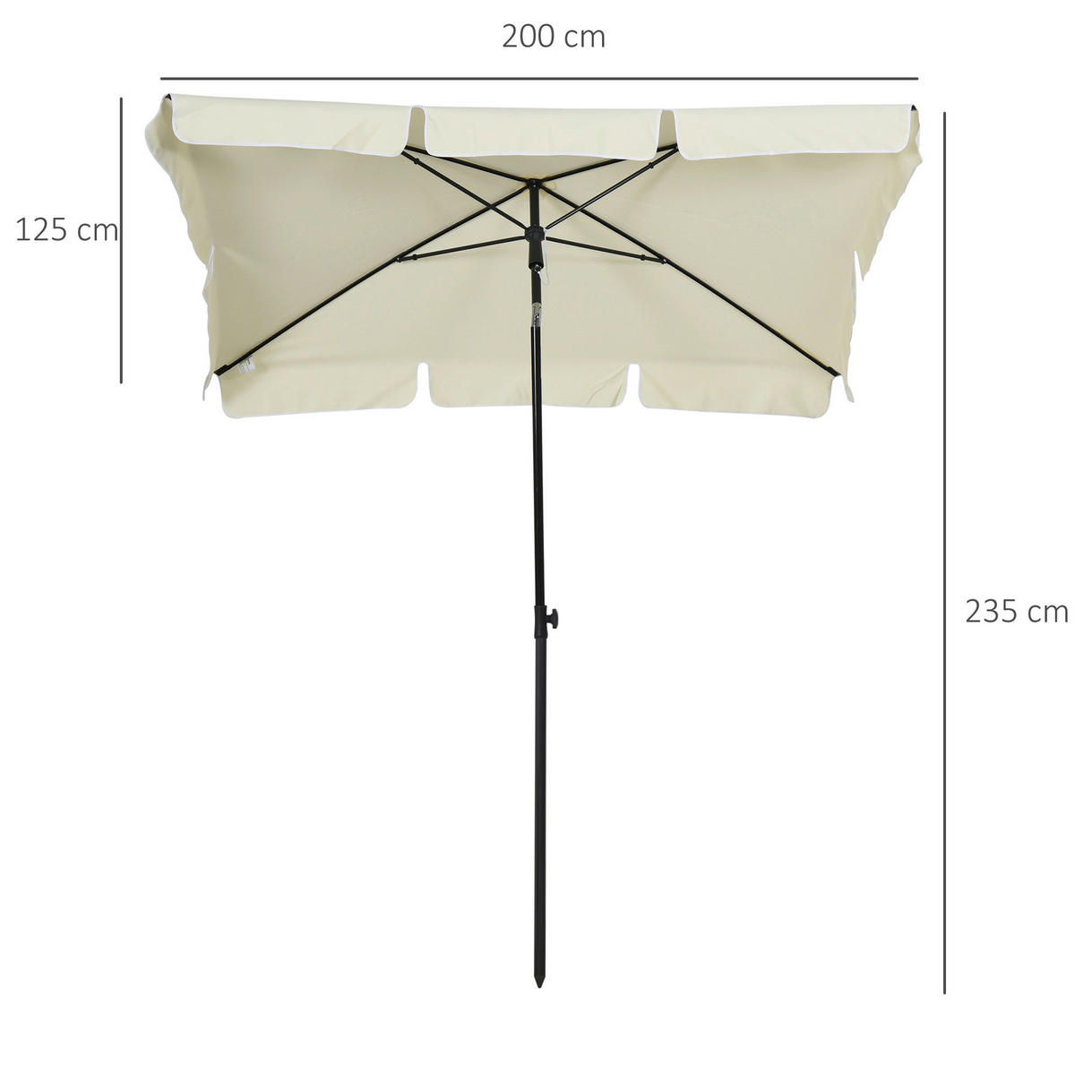 Outsunny Gartenschirm beige Aluminium B/H/L: ca. 125x235x200 cm Gartenschirm - beige (200,00/125,00/235,00cm) - Outsunny