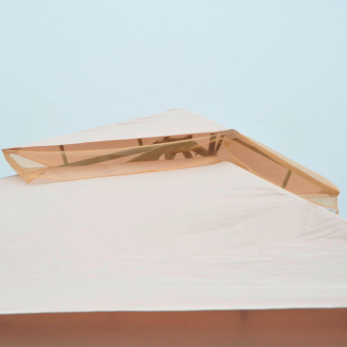 Outsunny Gartenpavillon beige Metall B/H/L: ca. 300x275x300 cm Gartenpavillon_mit_Doppeldach - beige/schwarz (300,00/300,00/275,00cm) - Outsunny
