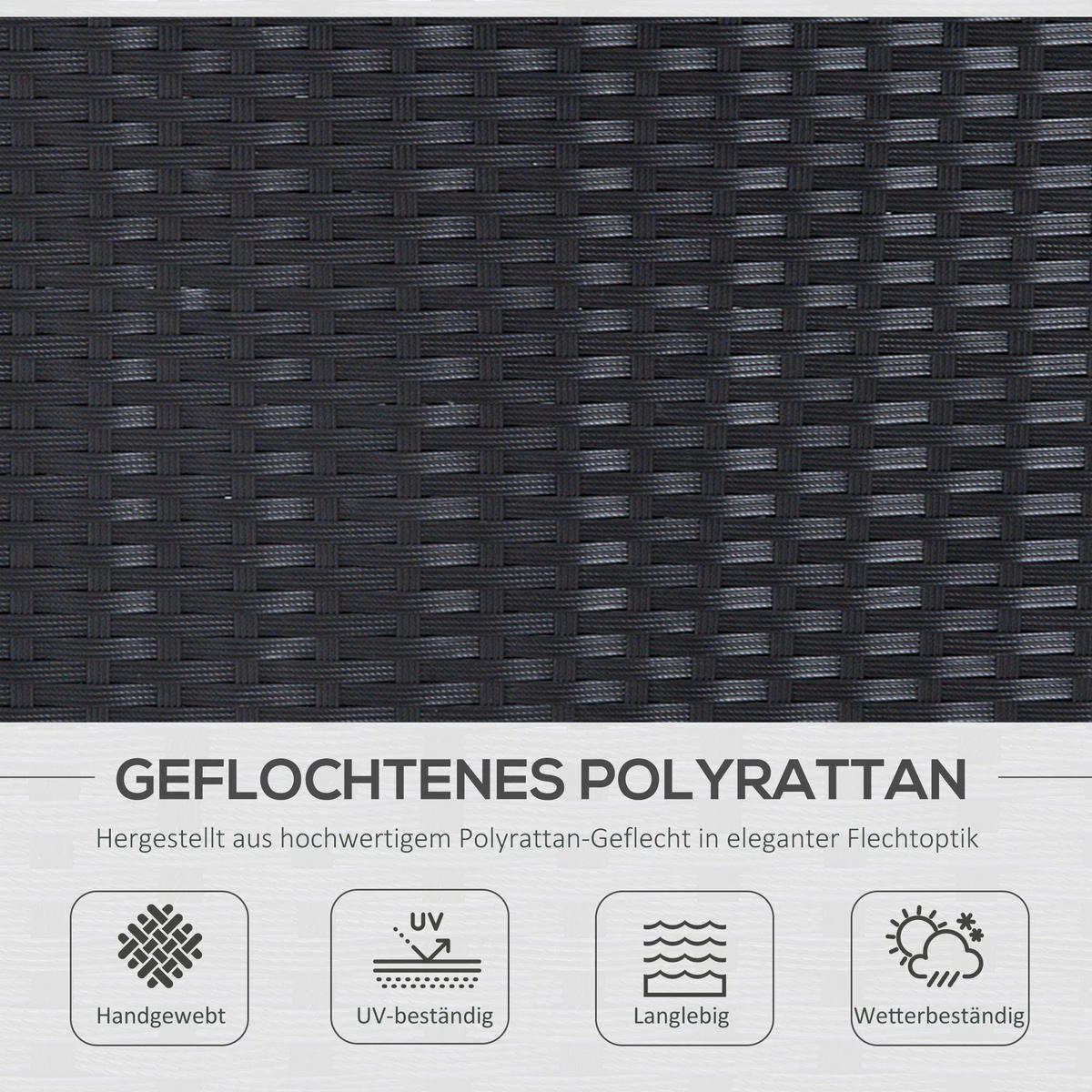 Outsunny Sitzgruppe schwarz Polyrattan B/H/L: ca. 70x70x66 cm Gartenmöbel_Set - schwarz (66,00/70,00/70,00cm) - Outsunny