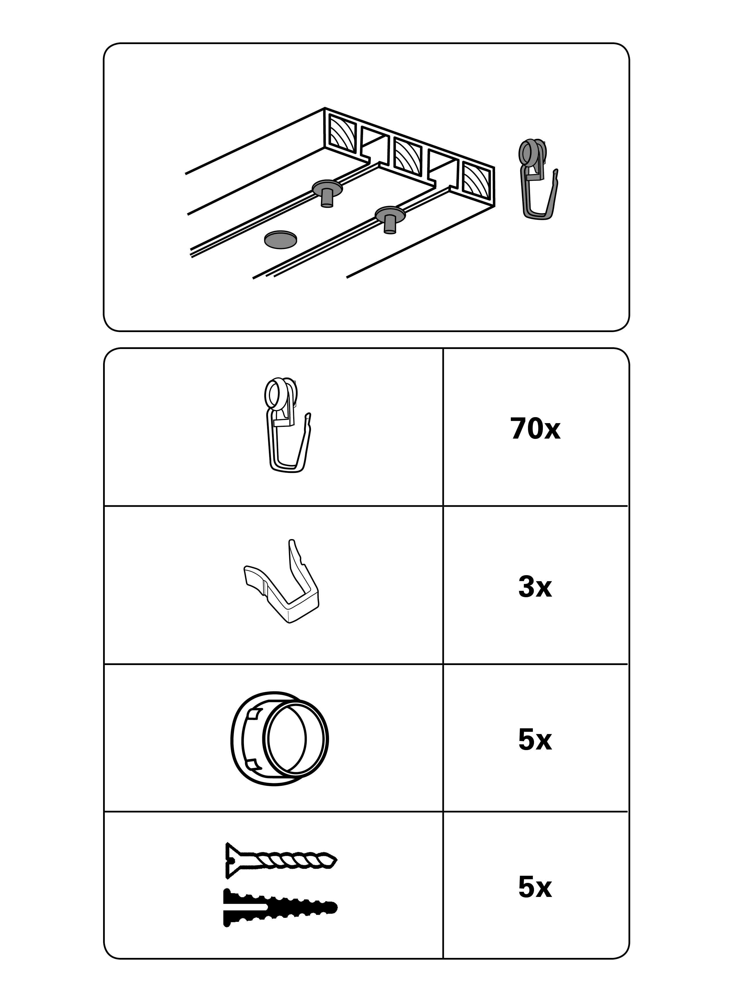 Zubehör-Set für Gardinenschiene weiß Kunststoff 2.0 Läufe Zubehörset - weiß - Boviva
