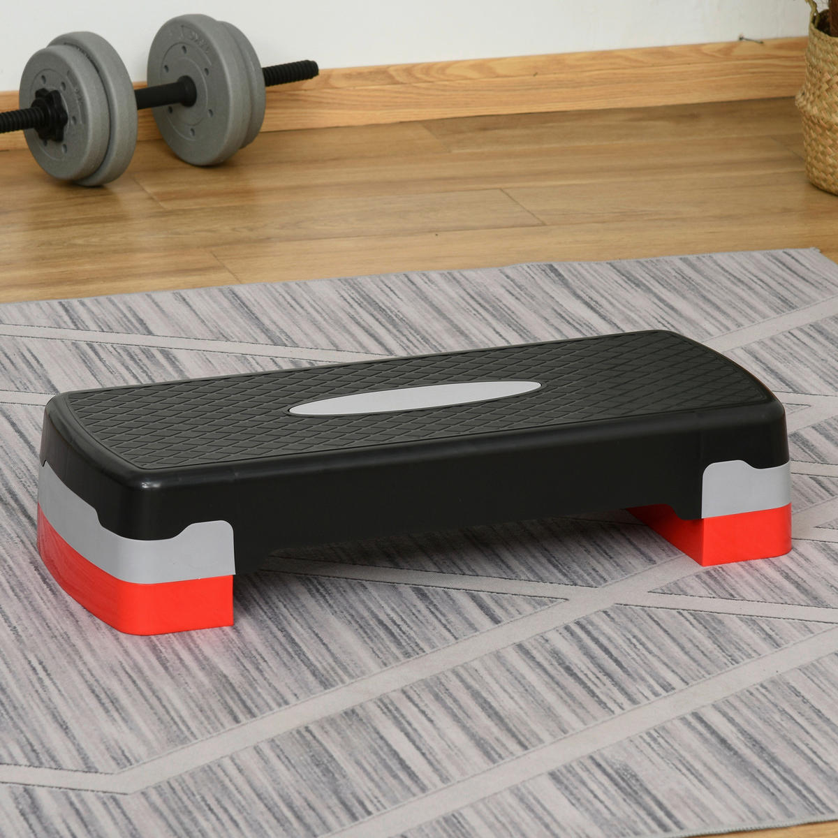 HOMCOM Steppbrett rot Kunststoff B/H/L: ca. 68x15x29 cm Steppbrett - rot/schwarz (29,00/68,00/15,00cm) - HOMCOM