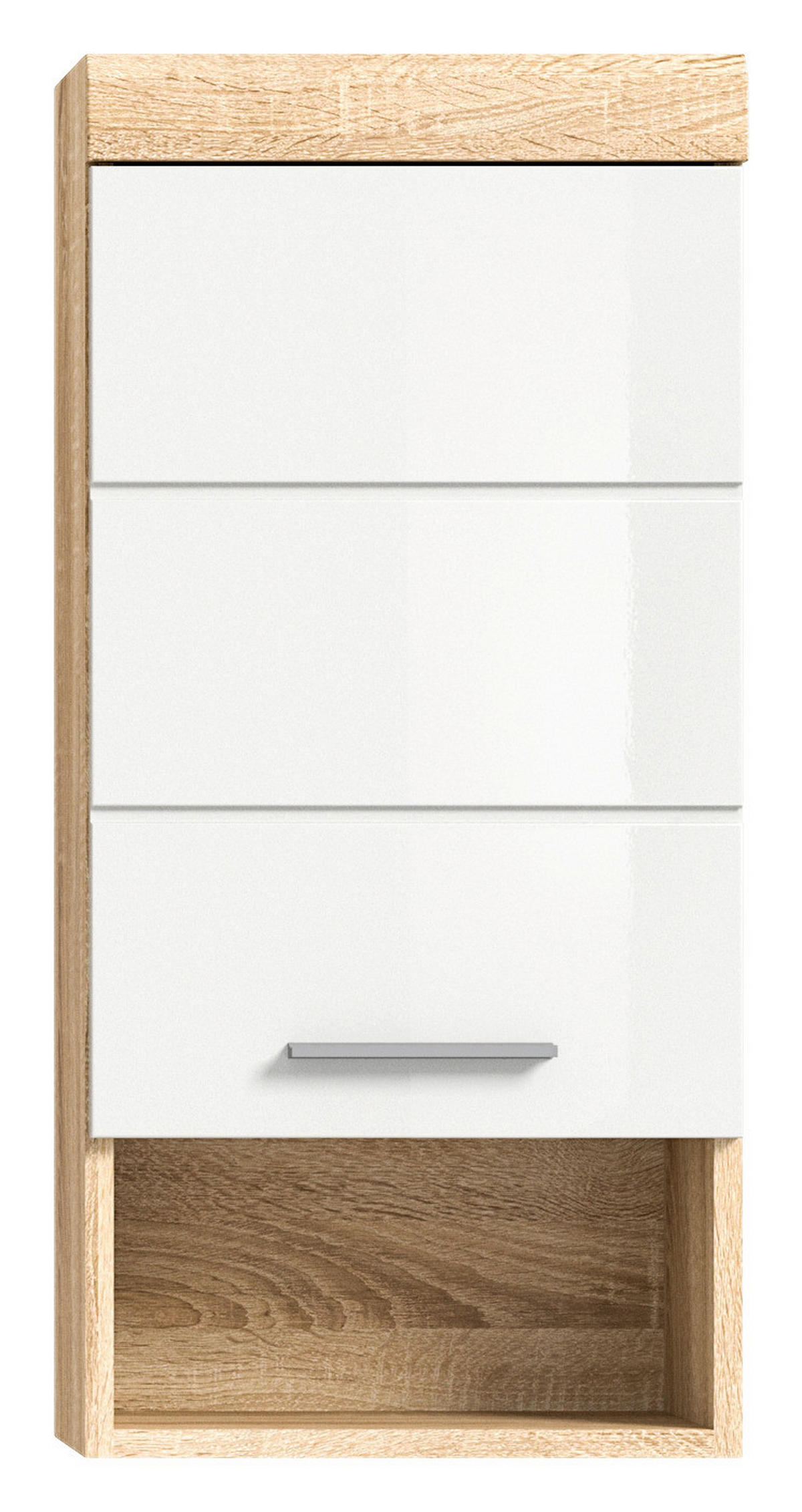 Badhängeschrank LAMBADA Eiche Sonoma hell Nachbildung weiß Hochglanz B/H/T: ca. 37x79x24 cm LAMBADA - Eiche/weiß (37,00/79,00/24,00cm) - xonox.home