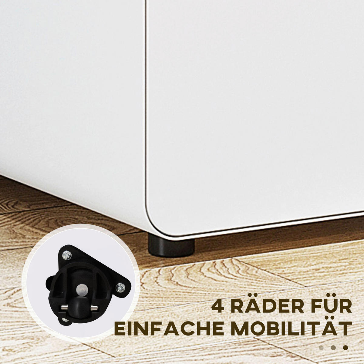 Rollcontainer 924-007WT weiß B/H/T: ca. 39x59x48 cm 924-007WT - weiß (39,00/59,00/48,00cm) - Vinsetto