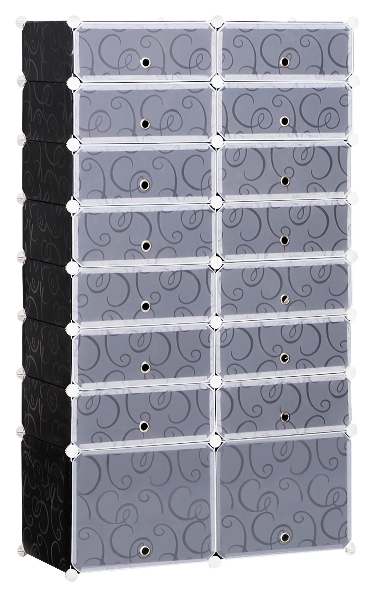 HOMCOM Schuhregal schwarz Metall B/H/L: ca. 37x95x160 cm Schuhschrank_mit_Stecksystem - schwarz (160,00/37,00/95,00cm) - HOMCOM