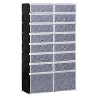 HOMCOM Schuhregal schwarz Metall B/H/L: ca. 37x95x160 cm Schuhschrank_mit_Stecksystem - schwarz (160,00/37,00/95,00cm) - HOMCOM