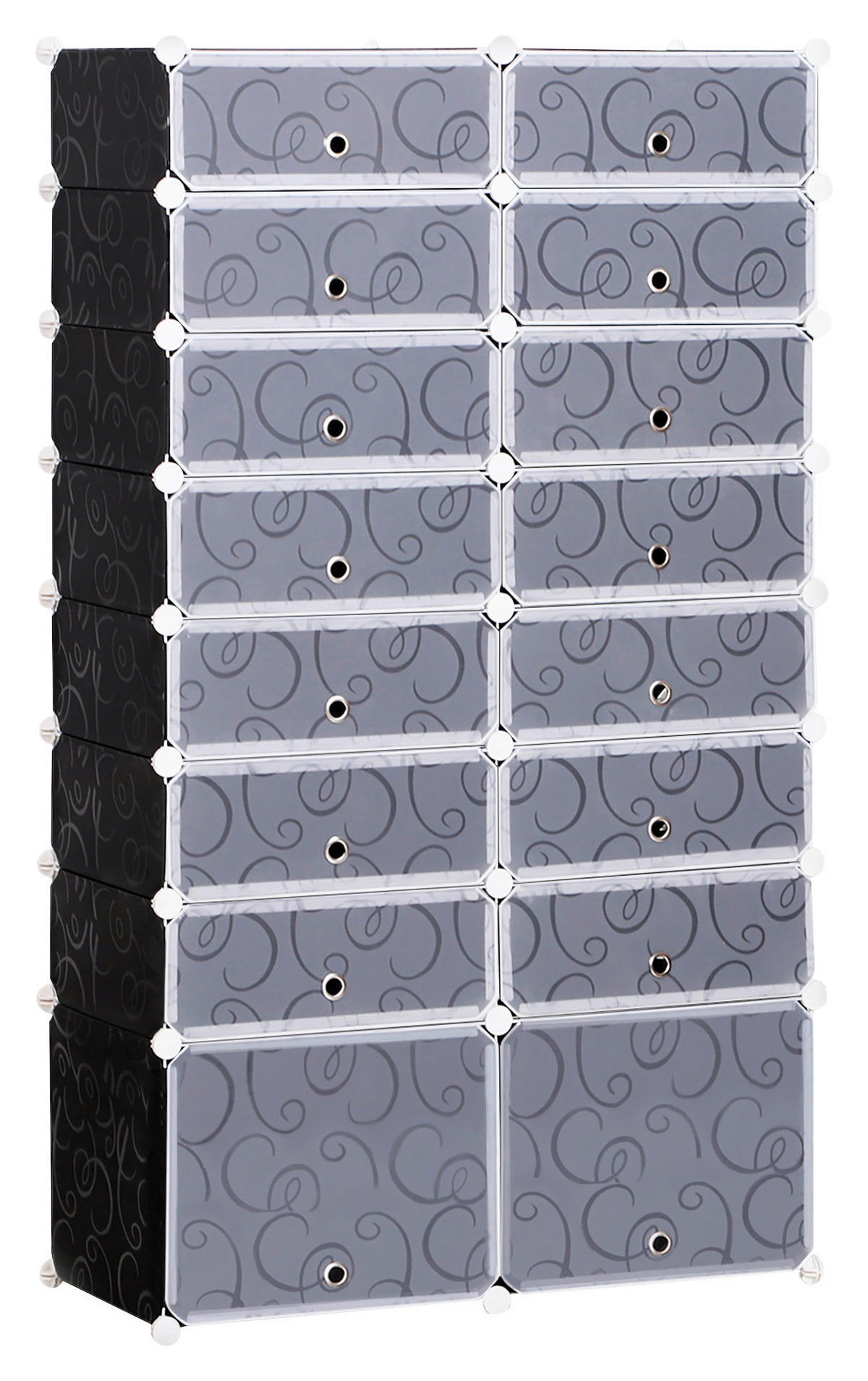 HOMCOM Schuhregal schwarz Metall B/H/L: ca. 37x95x160 cm Schuhschrank_mit_Stecksystem - schwarz (160,00/37,00/95,00cm) - HOMCOM