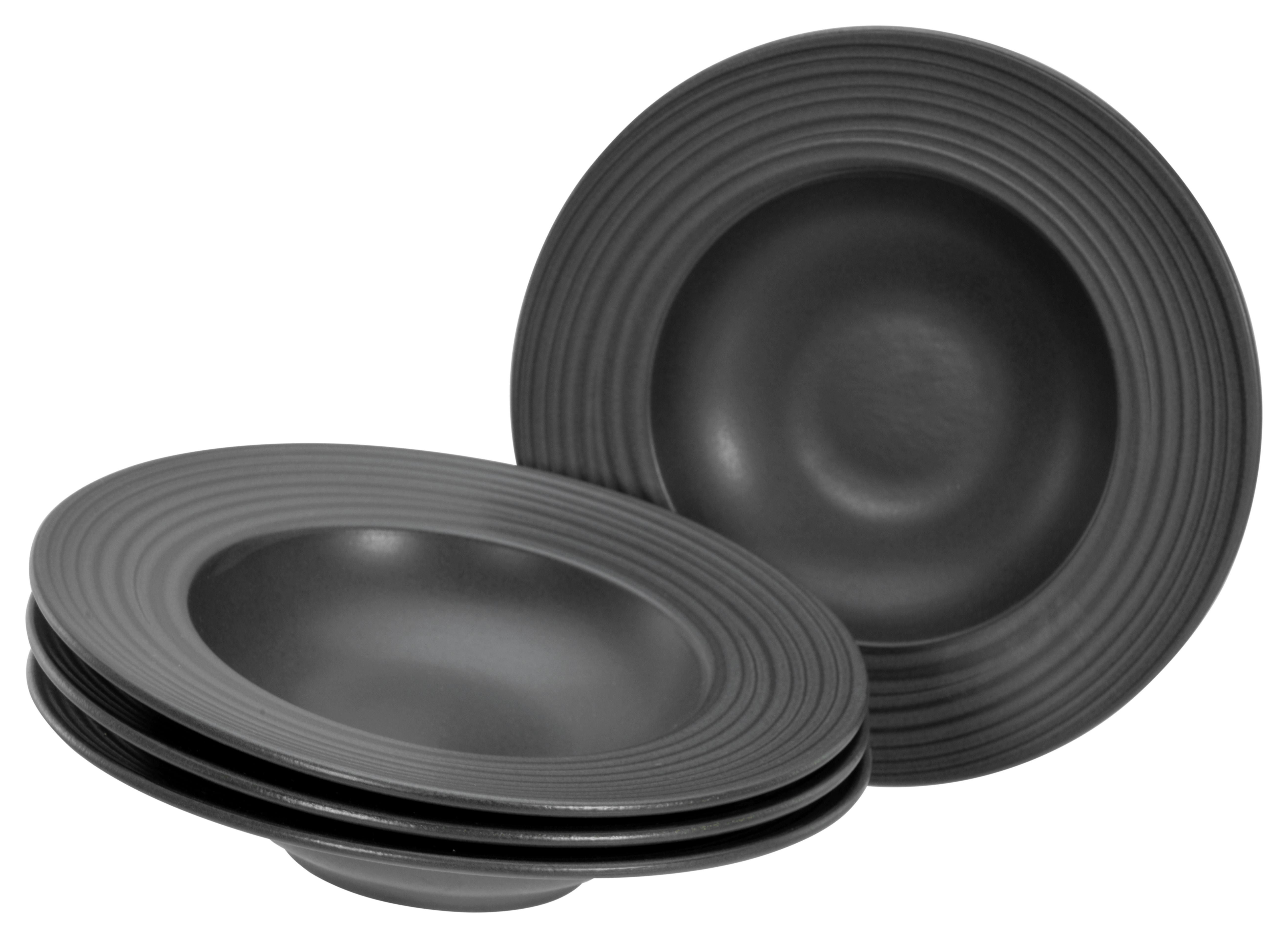 CreaTable Pastateller-Set Lava Stone schwarz Steinzeug D: ca. 32 cm Lava Stone - schwarz (32,00cm) - CreaTable