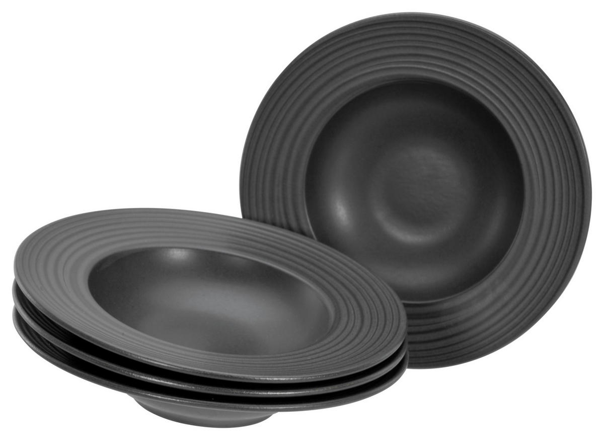 CreaTable Pastateller-Set Lava Stone schwarz Steinzeug D: ca. 32 cm Lava Stone - schwarz (32,00cm) - CreaTable