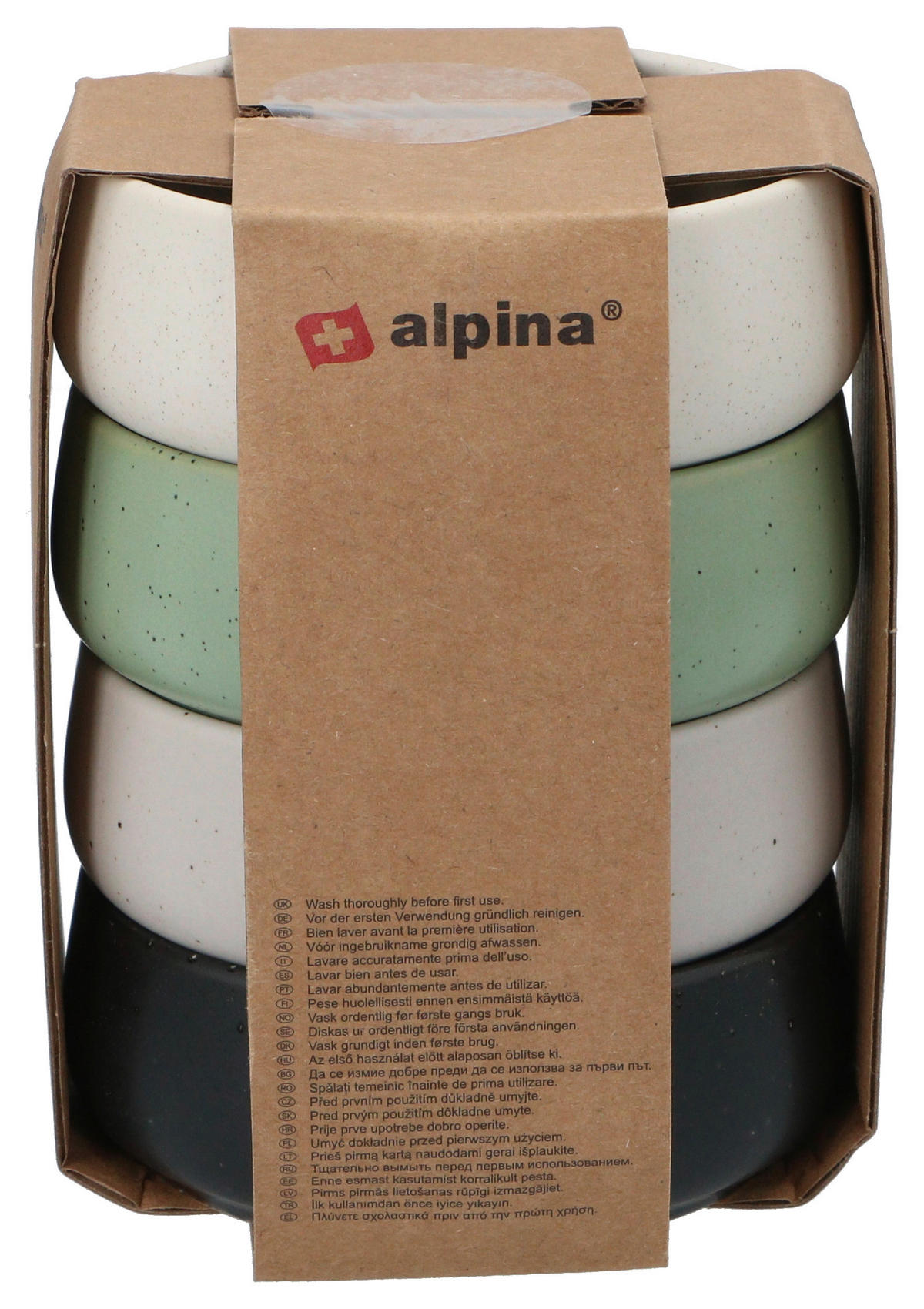 alpina Keramikschüssel grün Keramik 4 tlg. Keramikschüssel_4erSet - beige/schwarz (9,90/9,90/3,50cm) - Alpina