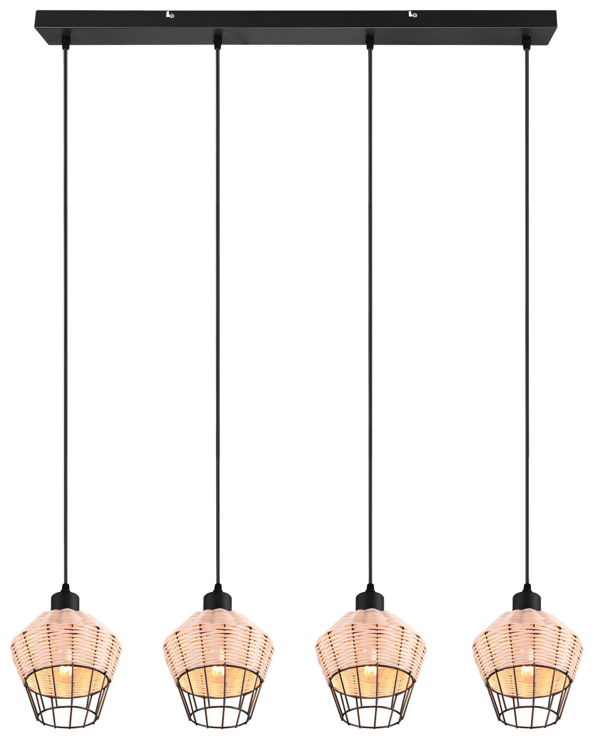 Reality Pendelleuchte R31264036 Borka natur Rattan B/H/T: ca. 95x150x17 cm E27 4 Brennstellen Borka - natur (95,00/150,00/17,00cm) - Reality