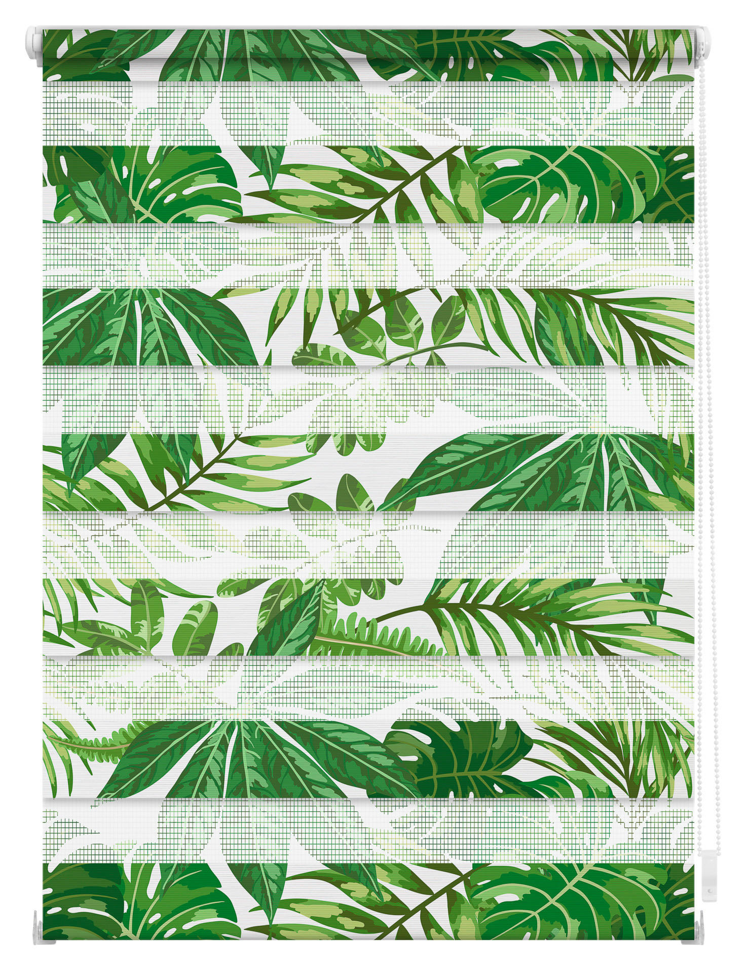 Thumbnail - LICHTBLICK Doppelrollo Duo Blätter grün B/L: ca. 90x150 cm