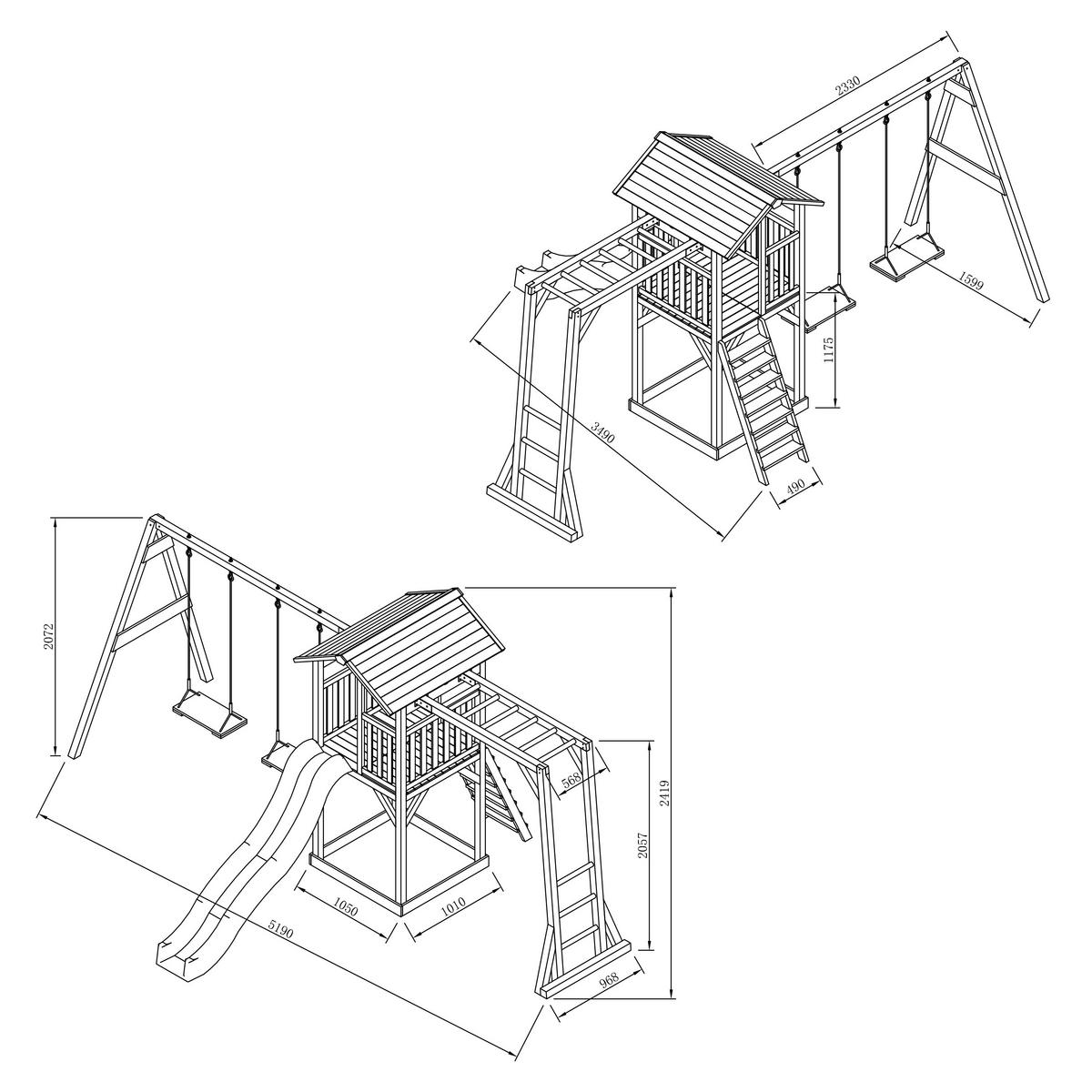 AXI Spielturm Beach Tower weiß B/H/L: ca. 519x242x349 cm Beach Tower - weiß/grau (349,00/519,00/242,00cm) - AXI