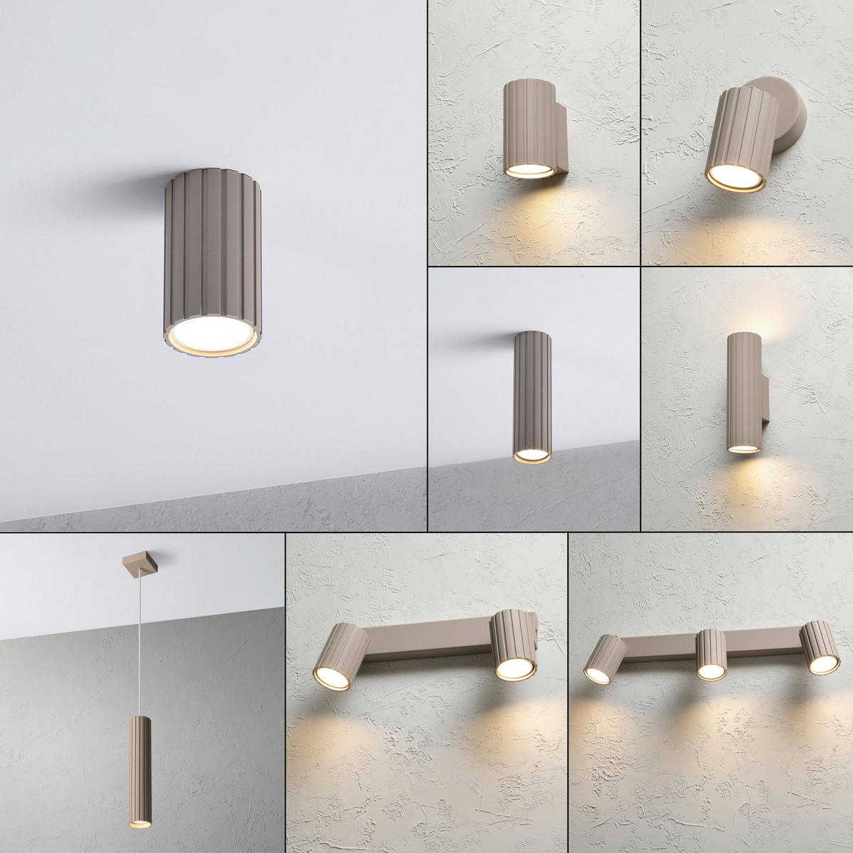 Lamkur Strahler beige Stahl B/H/L: ca. 6,5x10x6,5 cm 1 Brennstellen Prisma - beige (6,50/6,50/10,00cm) - Lamkur