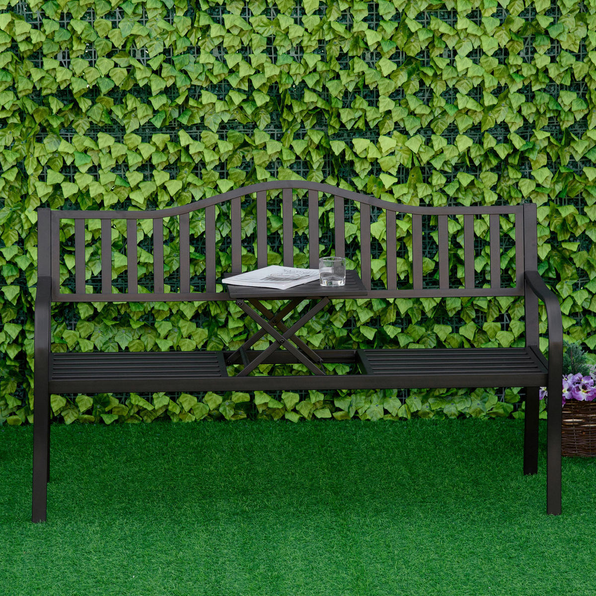 Outsunny Gartenbank Gartenbank - schwarz (150,00/58,50/90,00cm) - Outsunny