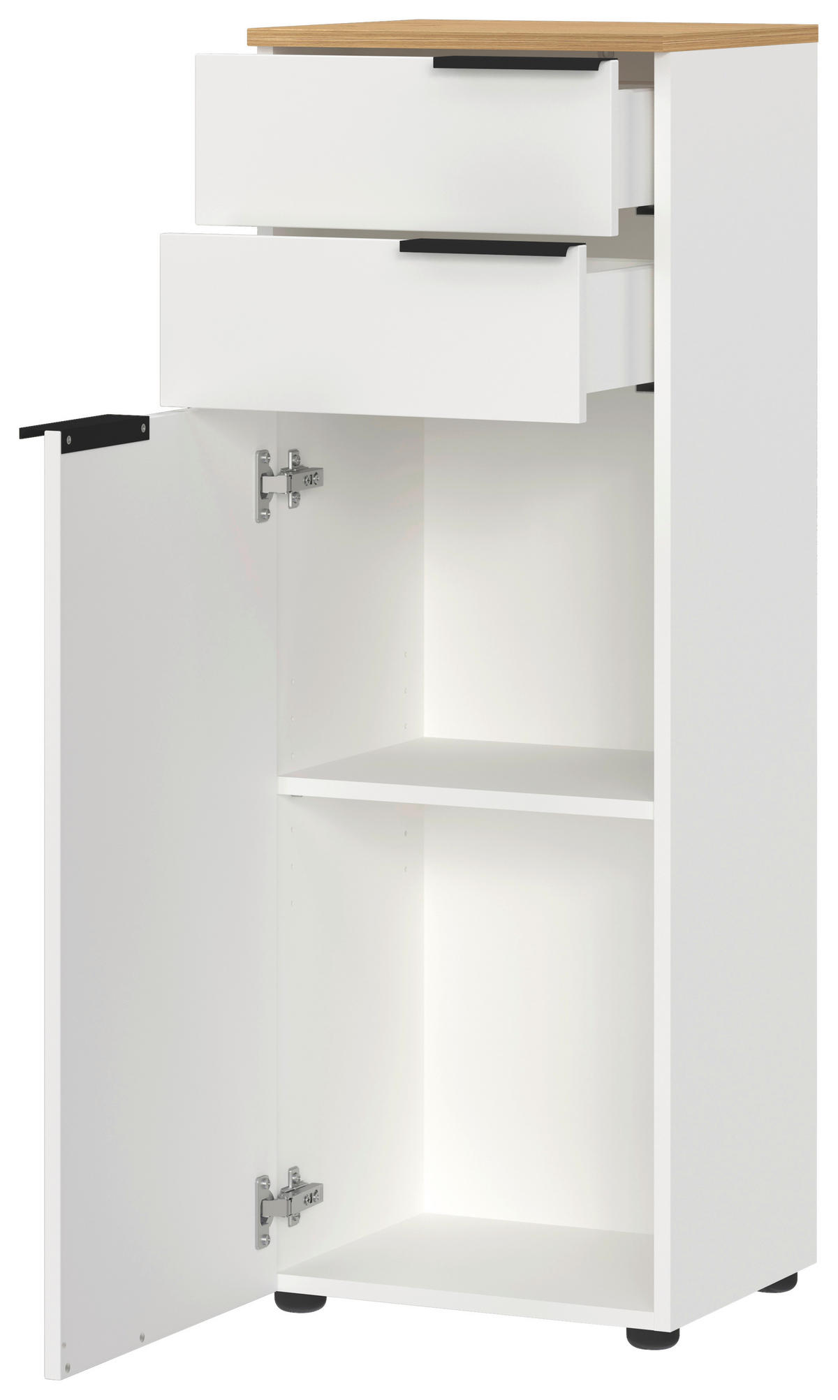 Schrank 6006-633 weiß Eiche Navarra Nachbildung B/H/T: ca. 39x111x34 cm 6006-633 - Eiche/weiß (39,00/111,00/34,00cm) - Germania