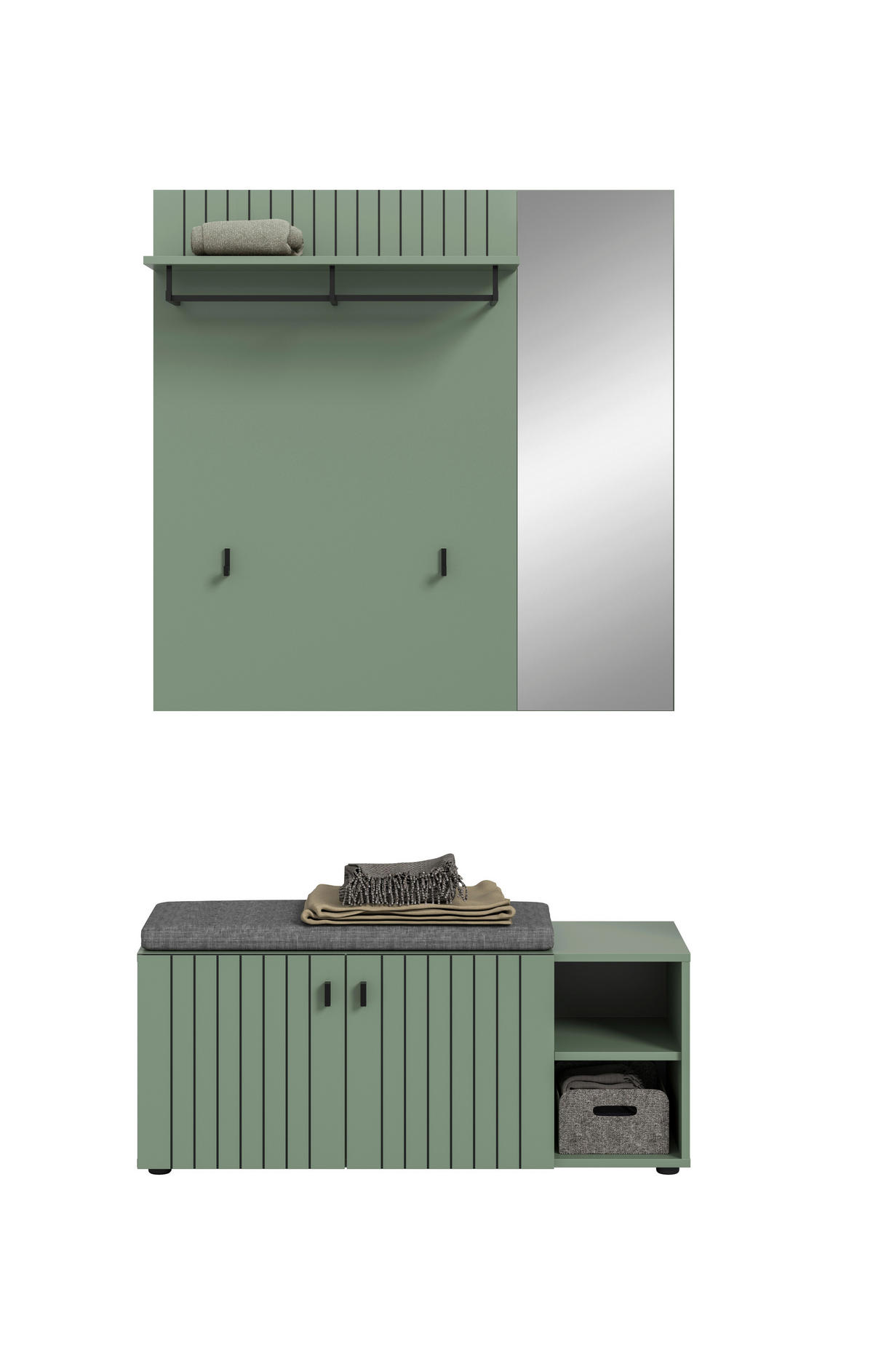 Garderobenset STATION grün B/H/T: ca. 106x192x37 cm STATION - grün (106,00/192,00/37,00cm) - xonox.home