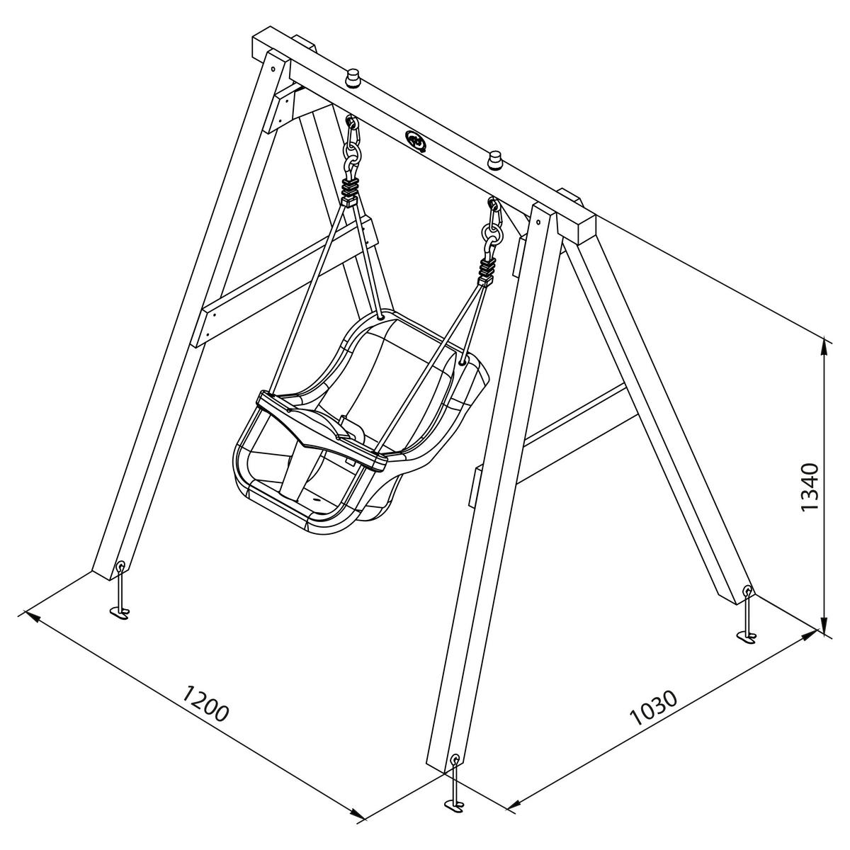 AXI Babyschaukel braun B/H/L: ca. 124x130x103 cm Babyschaukel Braun mit Sitz - braun/gelb (103,00/124,00/130,00cm) - AXI
