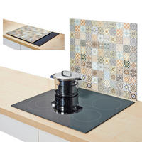Zeller Herdblende-/Abdeckplatte Mosaik beige Glas B/H/L: ca. 50x0,8x56 cm Mosaik - beige/graublau (56,00/50,00/0,80cm) - Zeller
