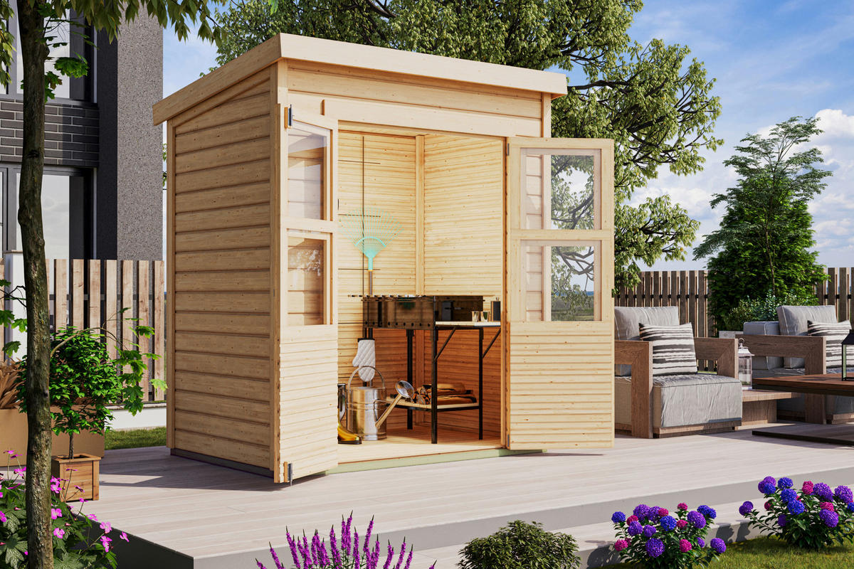 Karibu Gartenhaus Tony 0 natur B/H/T: ca. 182x219x126 cm Tony 0 - natur (182,00/219,00/126,00cm) - Karibu