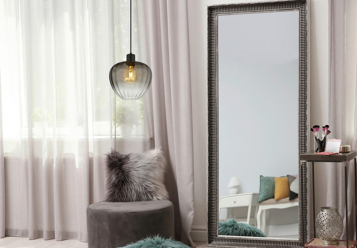 GLOBO Pendelleuchte TOY 30150108 schwarz Rauch Metall Glas H/D: ca. 120x29 cm E27 1 Brennstellen TOY - schwarz/Rauch (29,00/120,00cm) - GLOBO