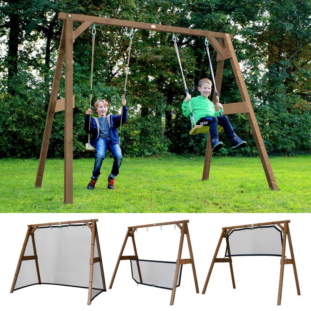 AXI Schaukel 4in1 SportsFun braun B/H/L: ca. 254x207x160 cm SportsFun - braun (160,00/254,00/207,00cm) - AXI