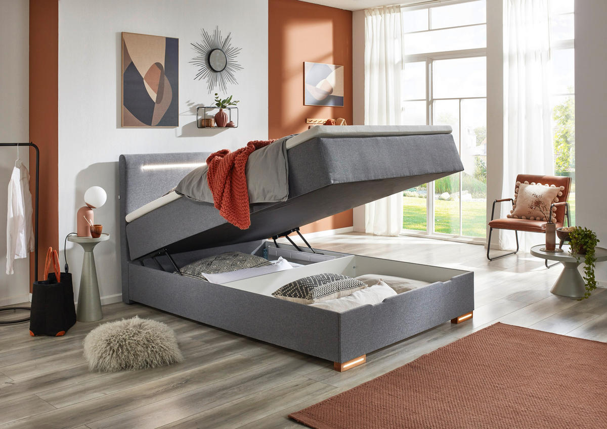 Boxspringbett Cooper grau Liegefläche B/L: ca. 120x200 cm Cooper - Eiche/grau (122,00/110,00/208,00cm)
